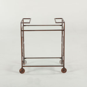Mirabelle Hand-forged Metal and Glass Bar Cart by World Interiors