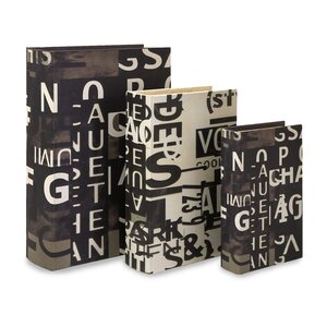 Caswell 3 Piece Text Collage Book Box Set in Black and White