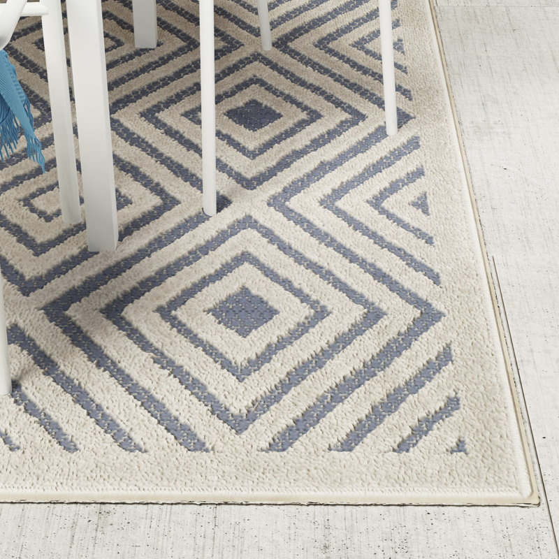 Brayden Studio Mcgruder Cream/Navy Indoor/Outdoor Area Rug & Reviews