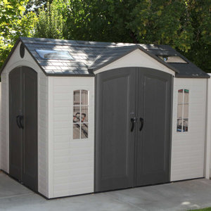 9 ft. 8 in. W x 7 ft. 8 in. D Metal Storage Shed