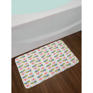 Bubble Bath Decor Wayfair Ambesonne Starfish Bath Mat By Exotic Underwater Fauna Erfly Fish Pattern On Bubbles And Stripes Background Plush Bathroom Decor With Non Slip