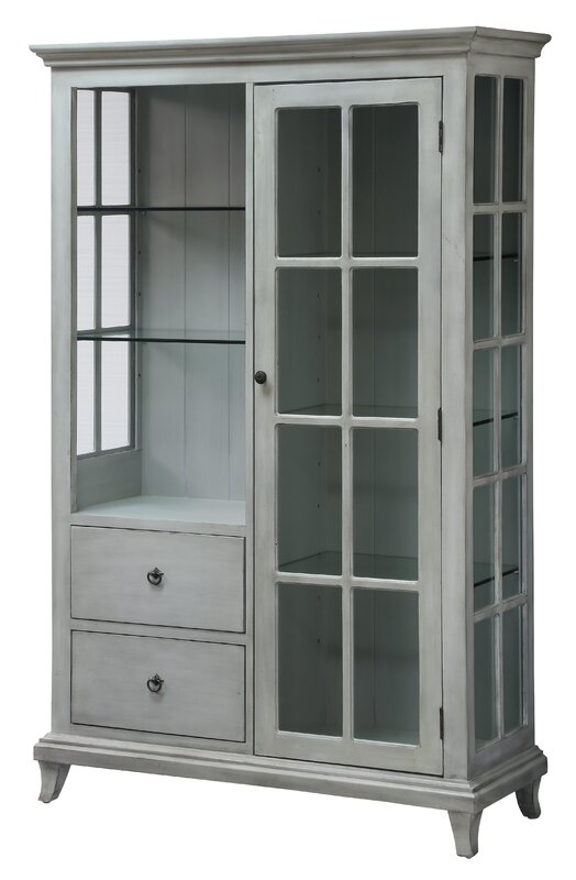 laurel foundry modern farmhouse lefevre glass shelf curio cabinet