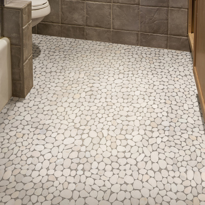 Pebble Tile Random Size Natural Stone Reviews Wayfair Random Size Natural Stone Pebble Tile