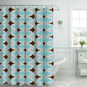 Oxford Fabric Weave Textured Geometric Shower Curtain Set