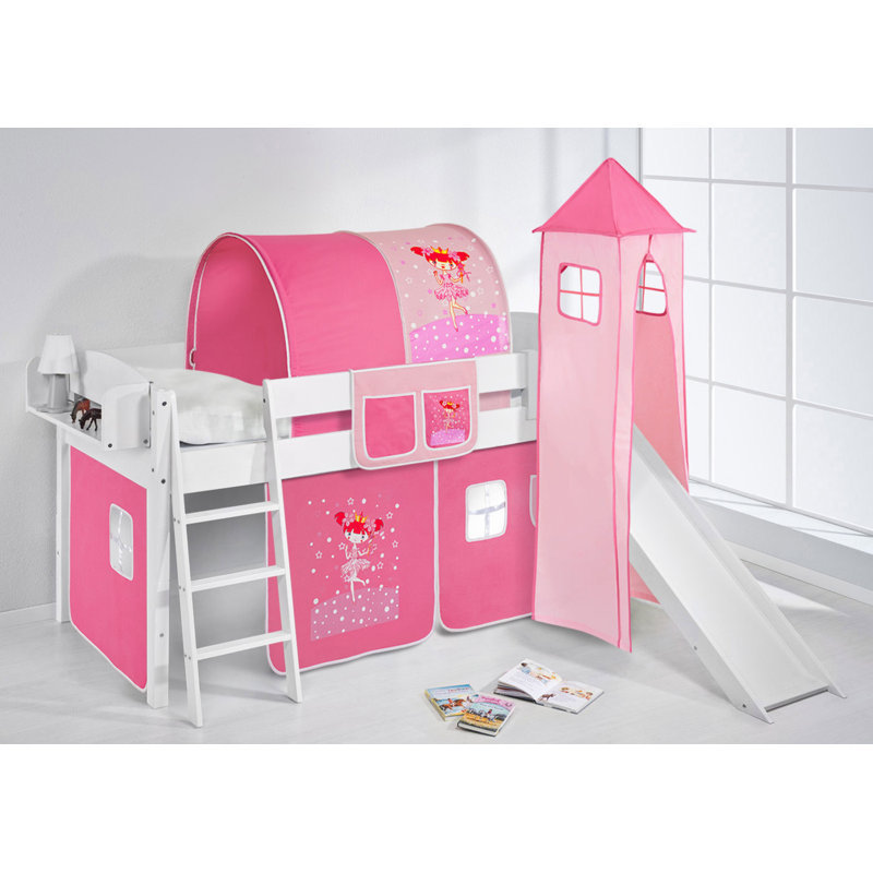 Just Kids Princess European Single Mid Sleeper Bed with Bottom Bunk Curtain Wayfair.co.uk