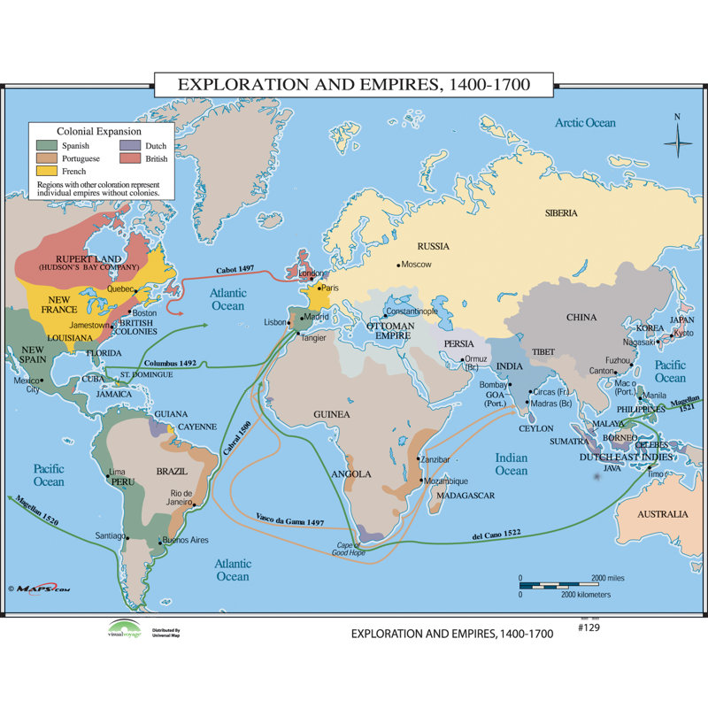 Universal Map World History Wall Maps - Exploration & Empires 1400 
