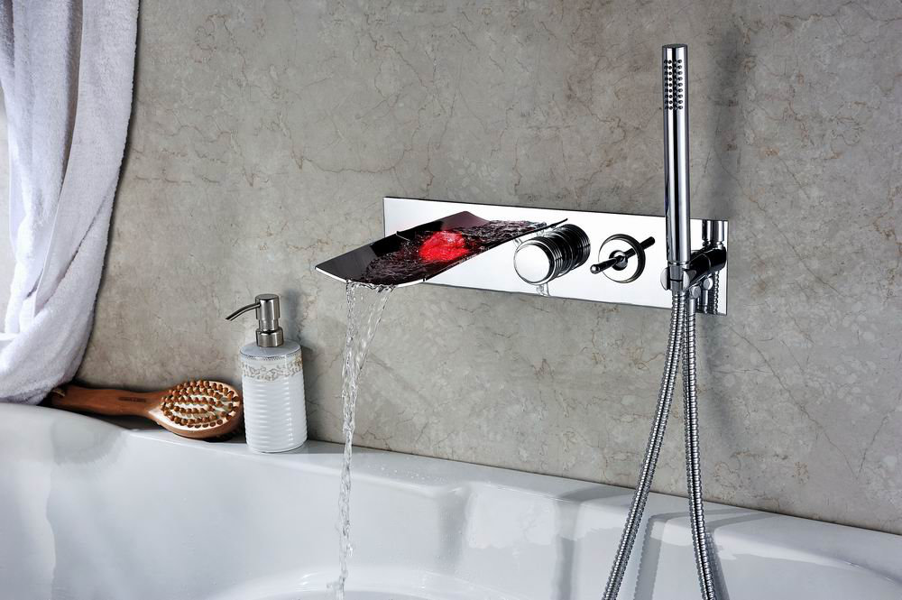 Bathroom Faucet In Wall sumerain double handle wall mount led waterfall tub faucet with Bathroom Faucet In Wall sumerain double handle wall mount led waterfall tub faucet with
