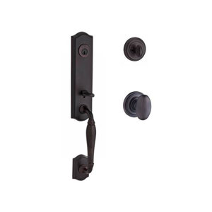 New Hampshire Single Cylinder Handleset with Ellipse Door Knob and Traditional Round Rose