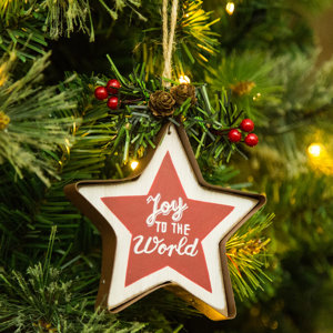 'Joy to the World' Wooden and Iron Star Shaped Ornament