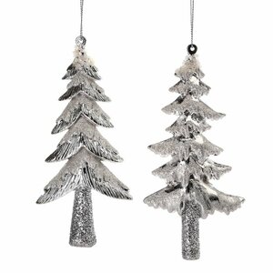 2 Piece Tree with Ice Christmas Ornament Set