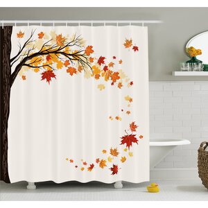 Fall Leaf Group Motion in Mother Earth Transition from Summer to Winter Decor Shower Curtain Set