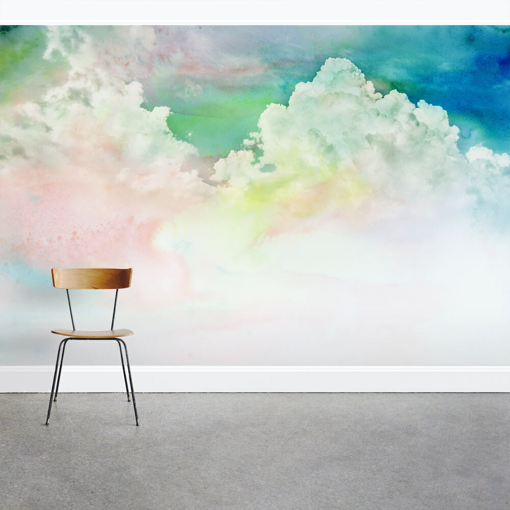 Wallums Wall Decor Pastel Watercolor Clouds 8 X 144 3 Piece Wall