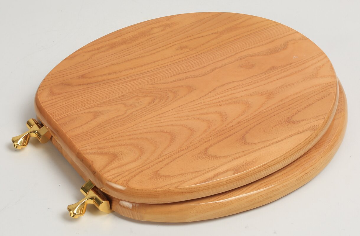 PlumbingTechnologiesLLC Designer Solid Oak Wood Round Toilet Seat   Designer Solid Oak Wood Round Toilet Seat 