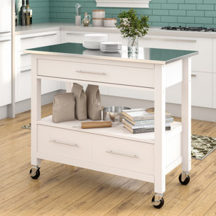 Stainless Steel Kitchen Islands Carts You Ll Love Wayfair Monongah Rectangular Kitchen Cart With Stainless Steel Top
