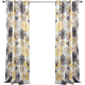 Knox Rom Darkening Nature/Floral Room Darkening Thermal Grommet Curtain Panels (Set of 2)