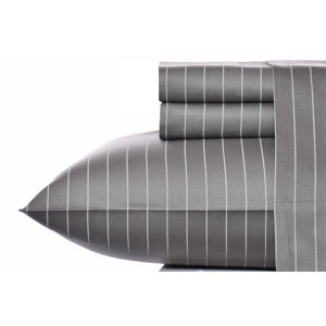 Pinstripe 300 Thread Count Cotton Sateen Sheet Set