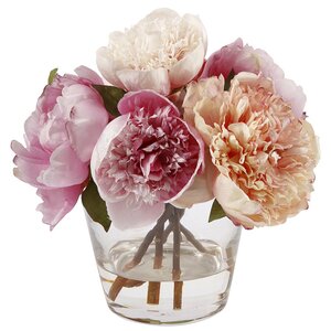 Peonies Floral Arrangement in Glass Vase