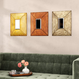 Set Of 3 Wall Mirrors Wayfair Square Metal Wall Mirror Set Of 3