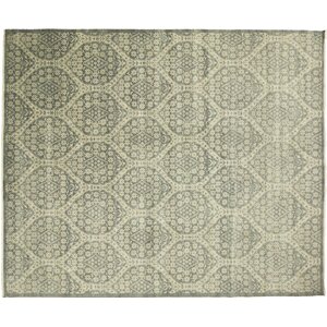 One-of-a-Kind Transitional Feroz Hand-Knotted Green Area Rug