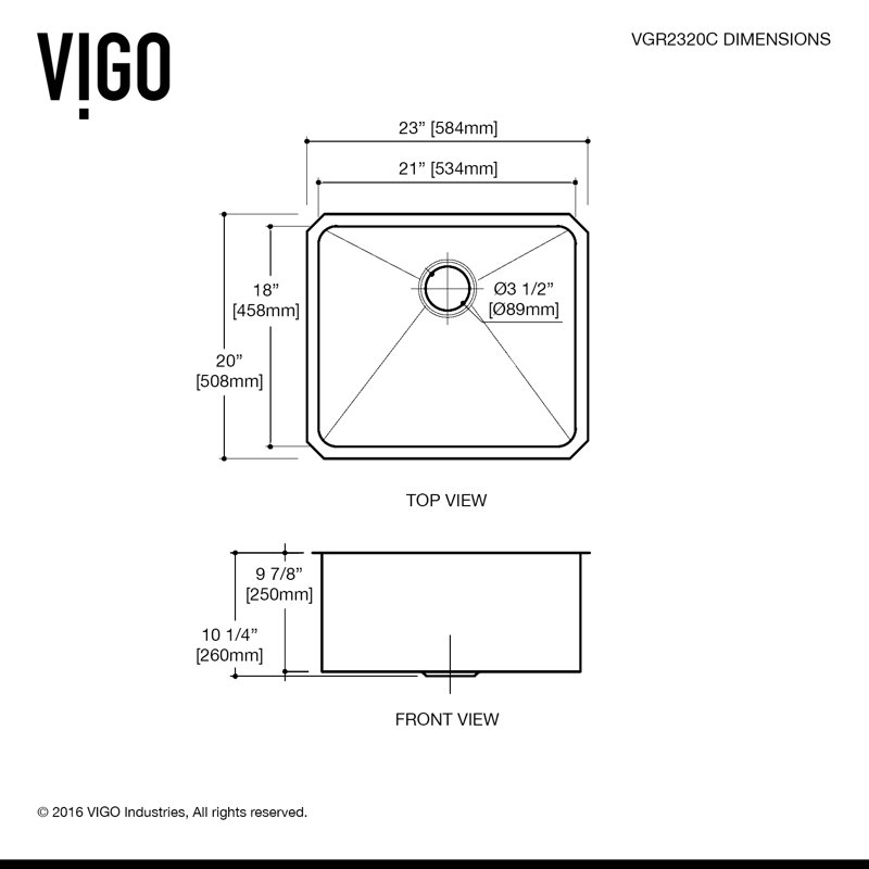 Vigo 23 Inch Undermount Single Bowl 16 Gauge Stainless Steel
