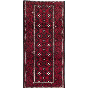 One-of-a-Kind Finest Baluch Hand-Knotted Red/Black Area Rug