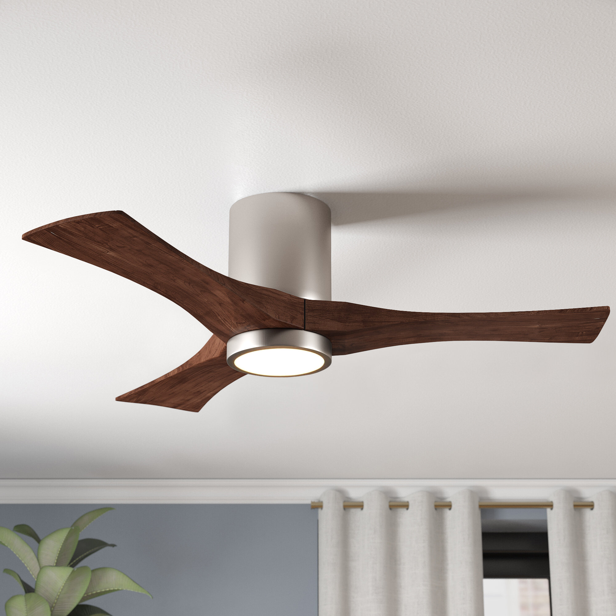 Wade Logan 52 Rosalind 3 Blade Hugger Ceiling Fan With Wall Remote And Light Kit