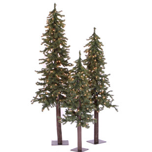 3 Piece Green Pine Trees Artificial Christmas Tree Set With 500 Clear Lights Stand 3 Piece Green Pine Trees Artificial Christmas Tree Set With 500 Clear Lights Stand