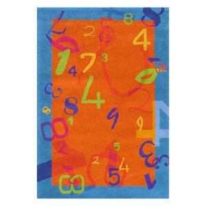 Fantasia Orange/Blue Number Area Rug