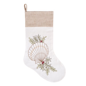 Shells with Holly Cotton Stocking