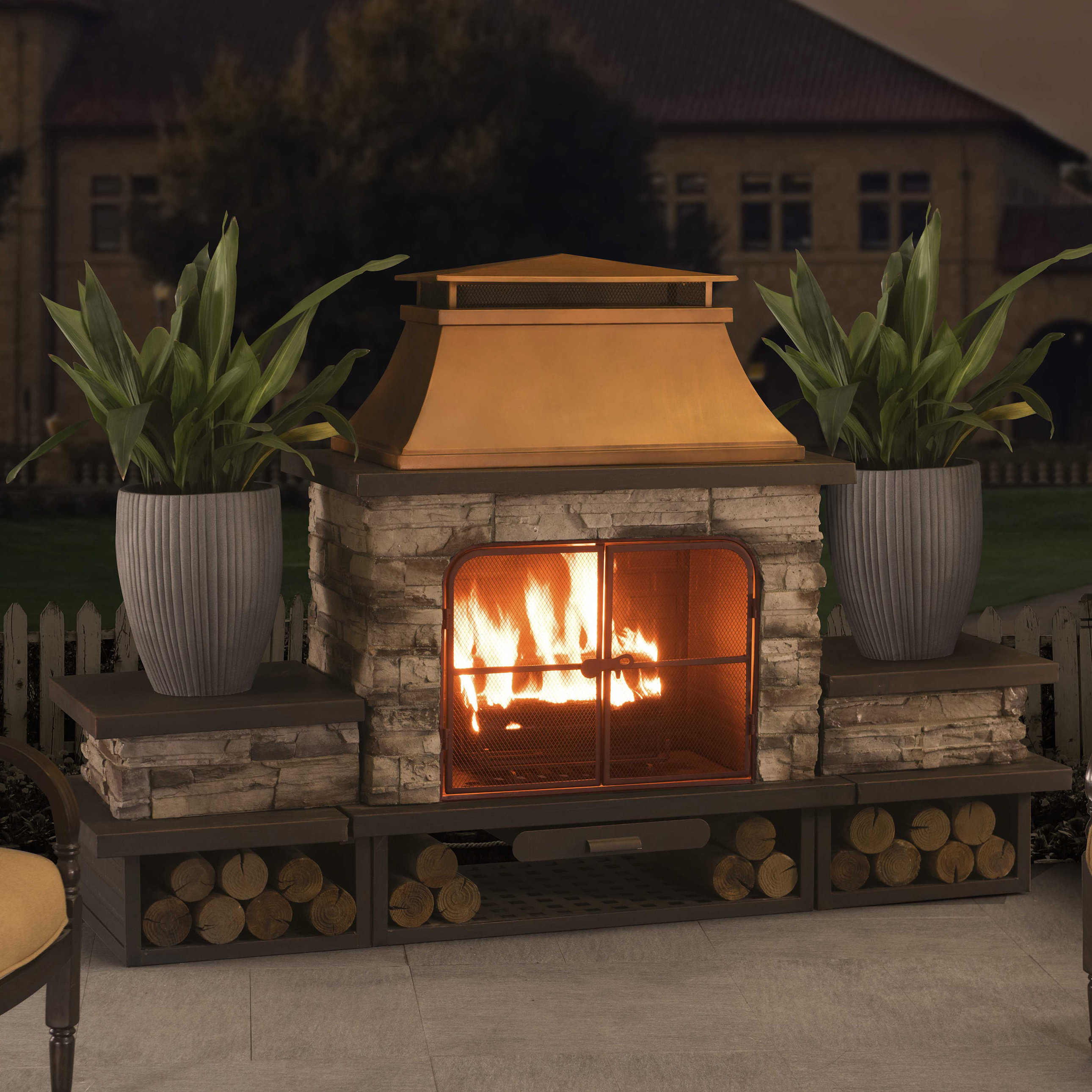 Sunjoy Connan Steel Wood Burning Outdoor Fireplace Wayfair