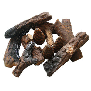 9 Piece Ceramic Fiber Petite Propane Gel Ethanol or Gas Fireplace Log Set