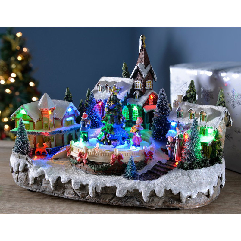 The Seasonal Aisle PreLit LED Animated Musical Christmas Village Scene