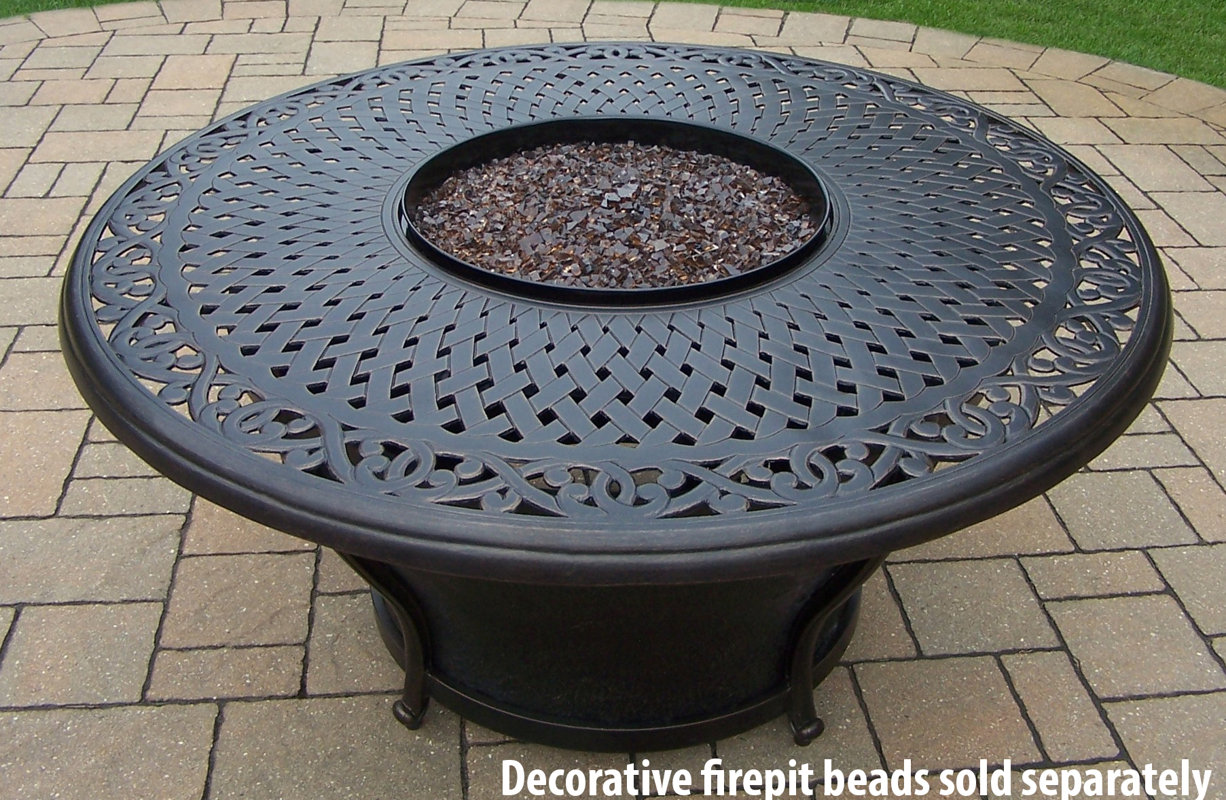 Oakland Living Charleston Aluminum Gas Fire Pit Table and Chairs