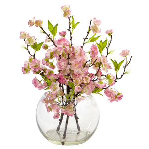 Cherry Blossom Floral Arrangement in Decorative Vase