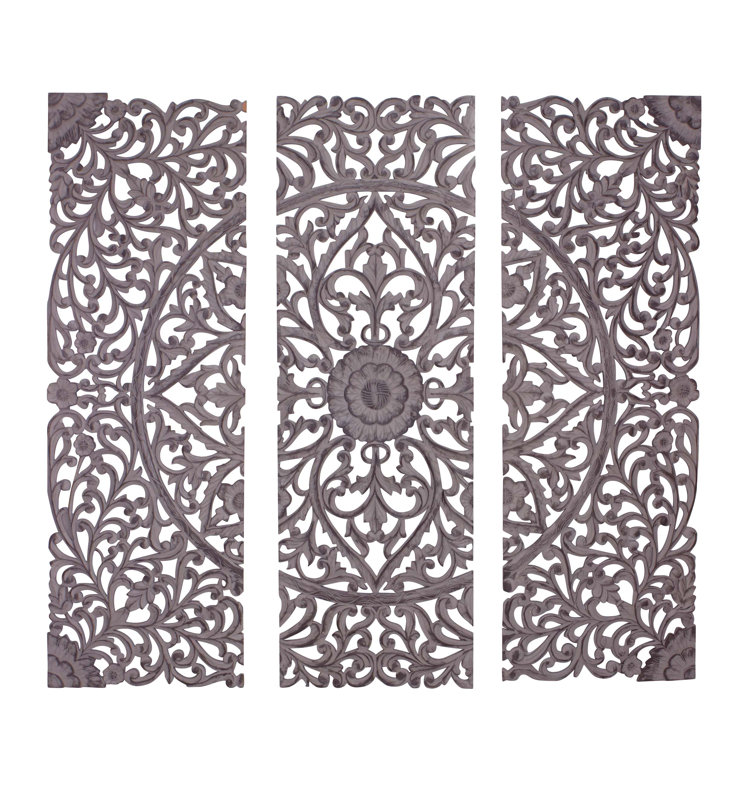 Wall Decor Set woodland imports 3 piece the must have wood carved panel wall Wall Decor Set woodland imports 3 piece the must have wood carved panel wall
