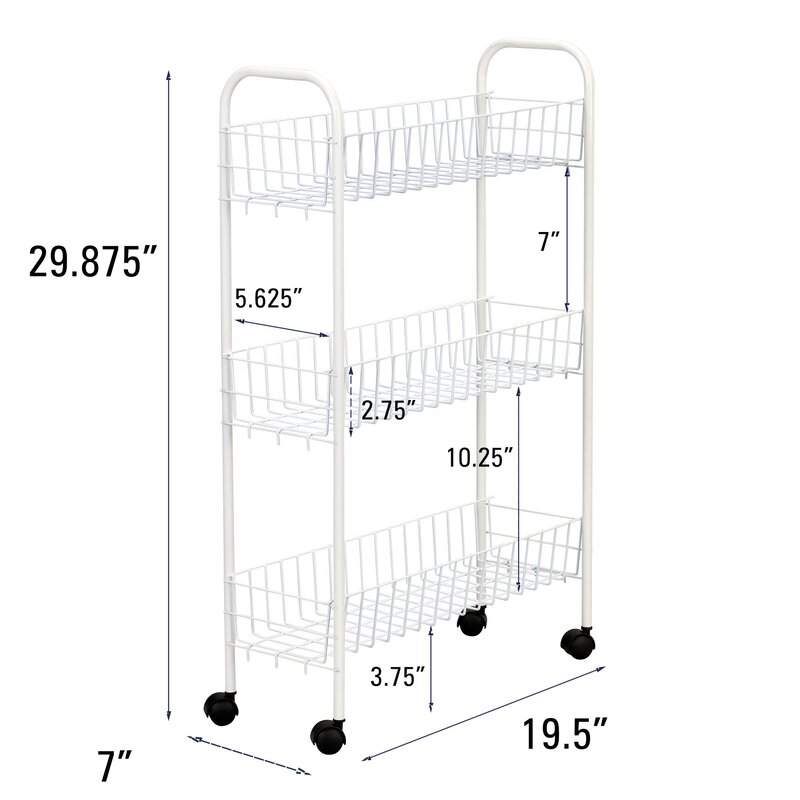 Household Essentials Slimline 3 Shelf Laundry Cart & Reviews | Wayfair