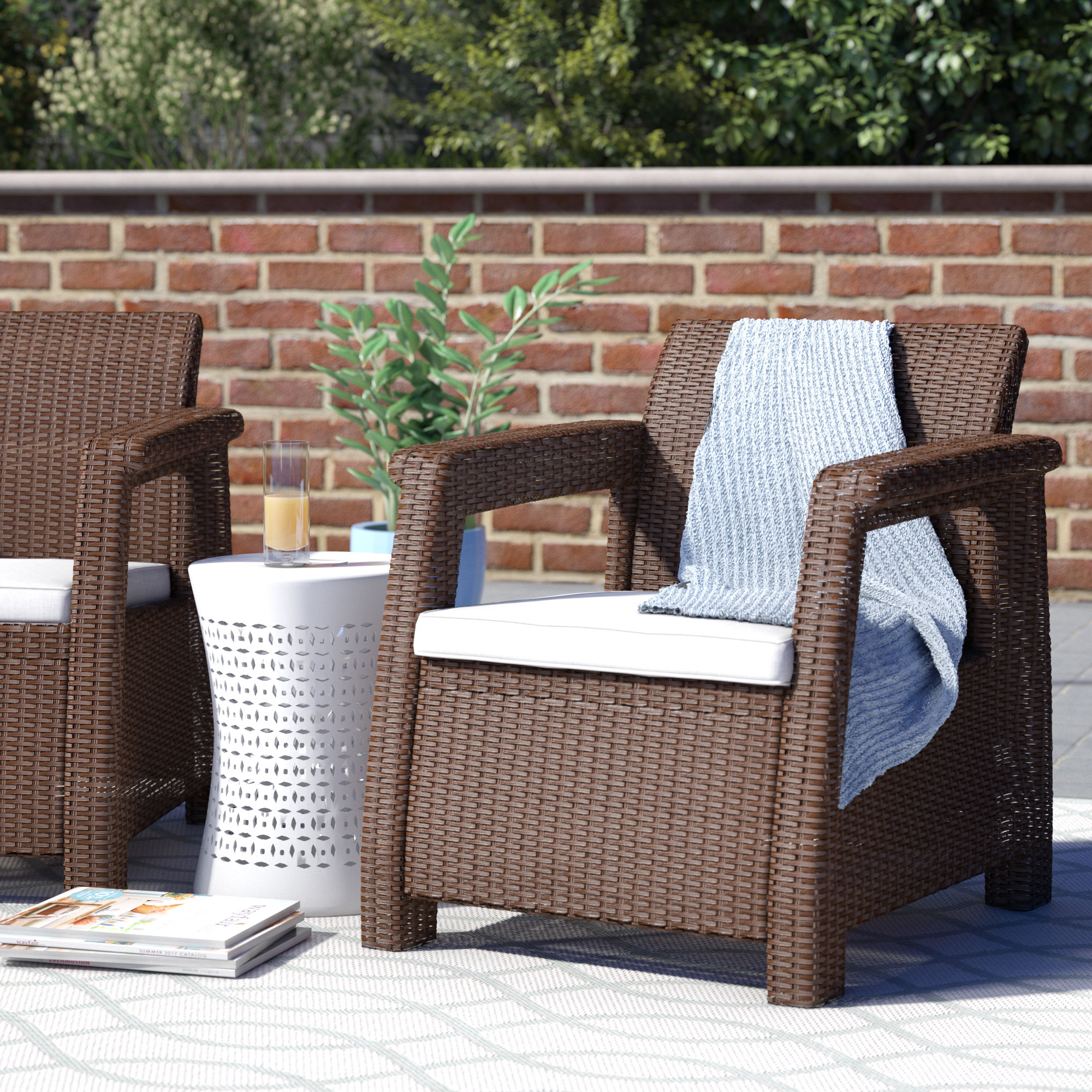 Mercury Row Berard All Weather Outdoor Patio Chair with Cushion ...