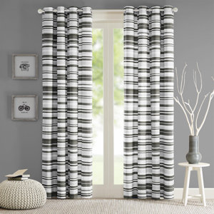 Sadie Striped Semi-Sheer Grommet Single Curtain Panel