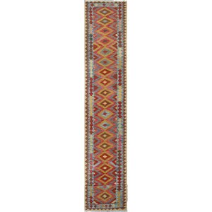One-of-a-Kind Vallejo Kilim Inzir Hand-Woven Wool Red/Beige Area Rug