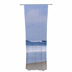 Nick Nareshni Seagulls on the Beach Graphic Print Sheer Rod Pocket Curtain Panels (Set of 2)