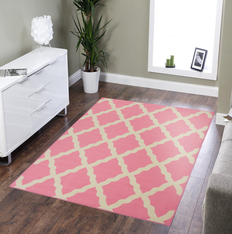 Ottomanson Pink Contemporary Pink Morroccan Trellis Area Rug & Reviews Wayfair