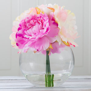 Peony Arrangement in Glass Vase