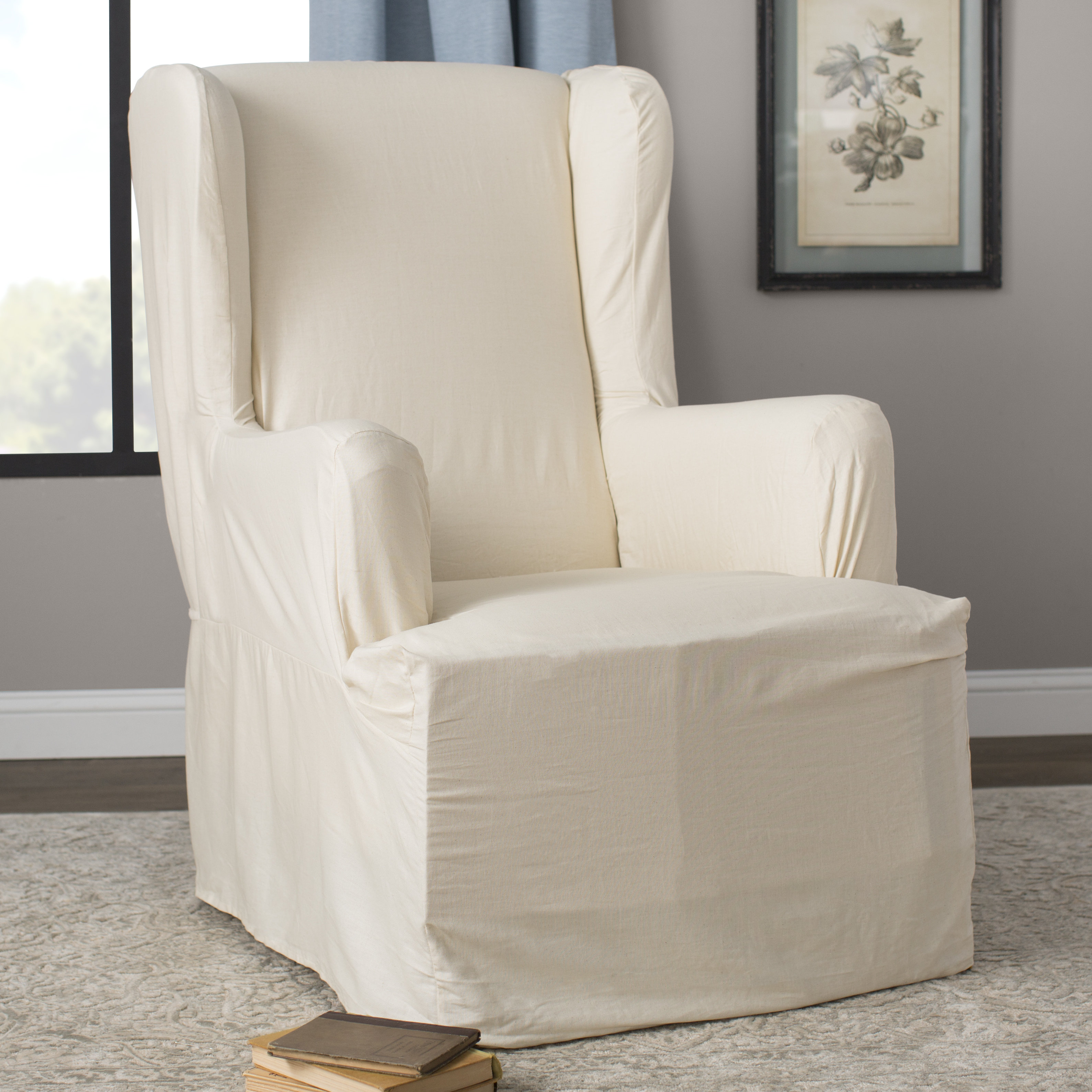 Cotton Duck T Cushion Wingback Slipcover