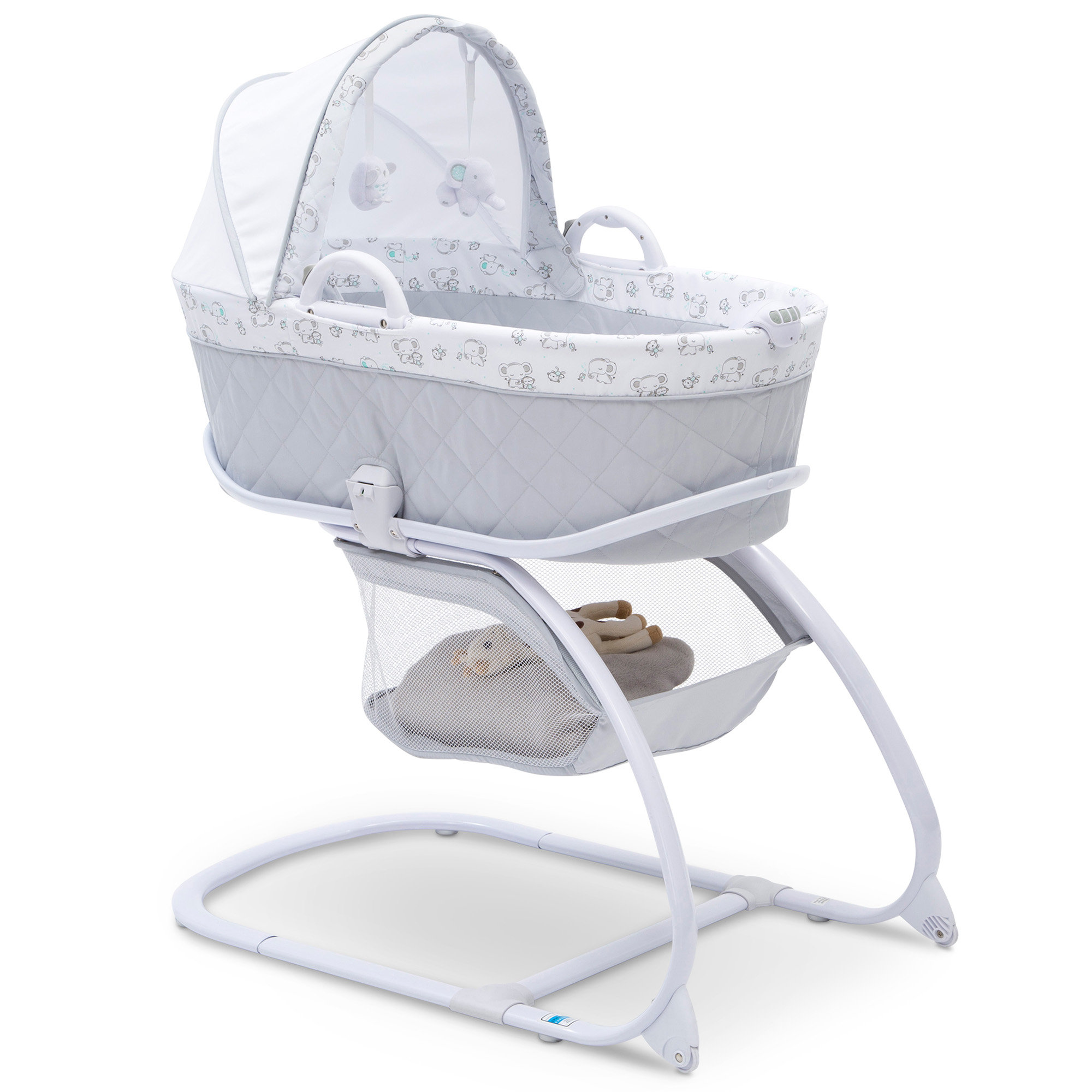 Deluxe Drape Wicker Crib Moses Basket Bassinet Solid Wood White