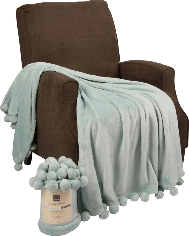 BOON Throw & Blanket Flannel Fleece Pom Pom Throw Blanket & Reviews
