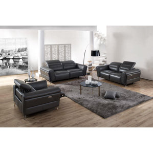 Paille 3 Piece Leather Living Room Set by Orren Ellis