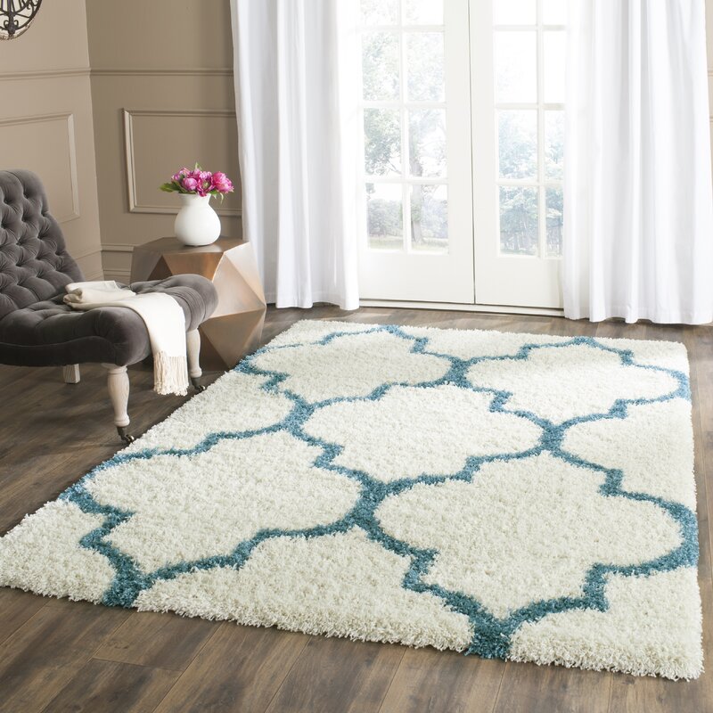 Viv + Rae Kids Off-White And Teal Shag Area Rug & Reviews ...