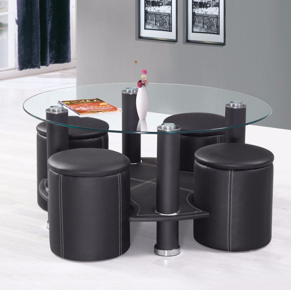 Orren Ellis Ferlin Ealing Coffee Table With 4 Ottomans Wayfair