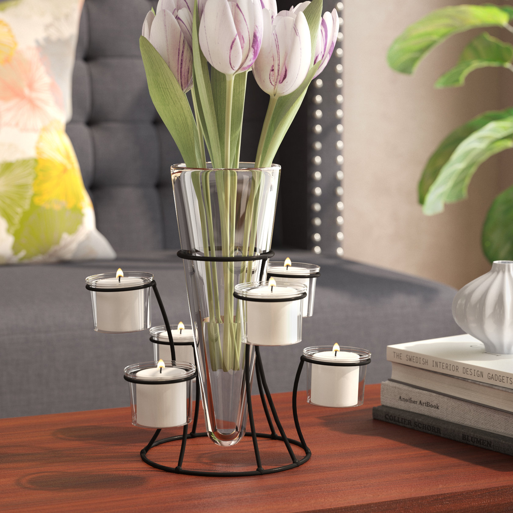 Winston Porter Coss Gl Candle And Flower Centerpiece Table Vase Winston Porter Coss Gl Candle And Flower Centerpiece Table Vase Reviews Wayfair