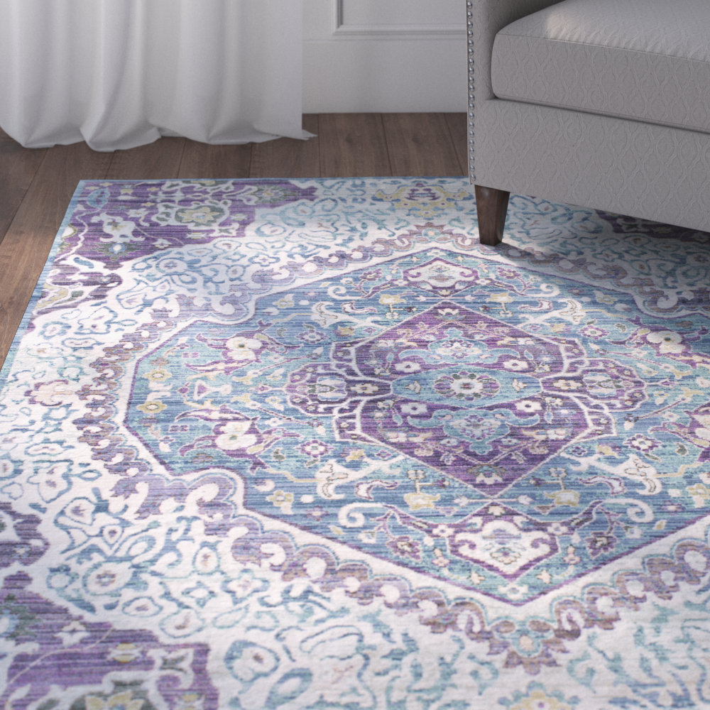 Mistana Fields Bright Purple Pale Blue Area Rug Reviews Wayfair
